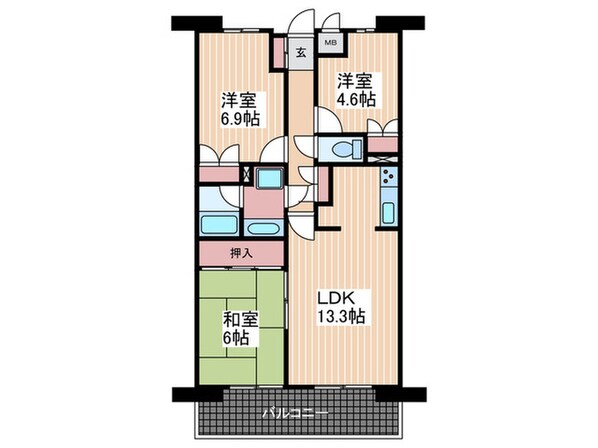 パ－クシティ草津南(502)の物件間取画像